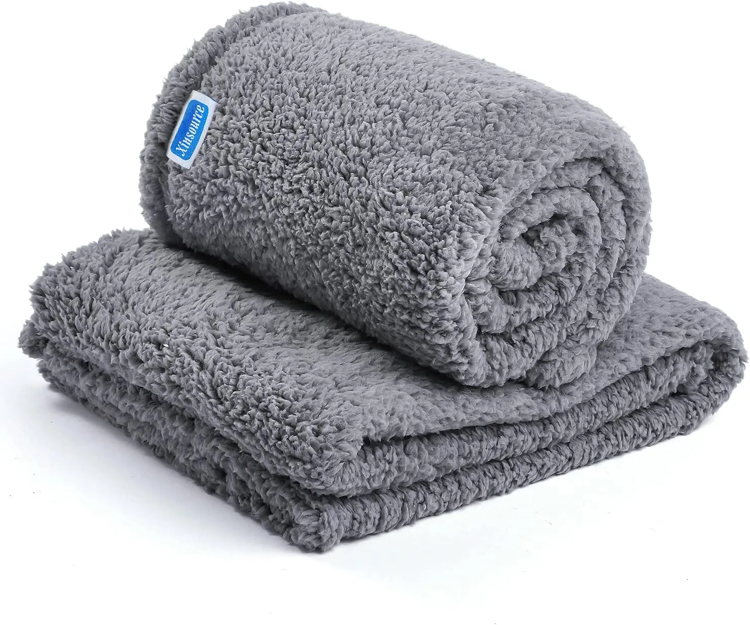 2 Pack Dog Blanket for Medium Size Dogs & Cats Soft Sherpa Fleece Pet Blanket Throw for Sofa, Couch Thick Durable Pet Bed Cover, Floor Mat(Medium (3240"), Grey Blanket)