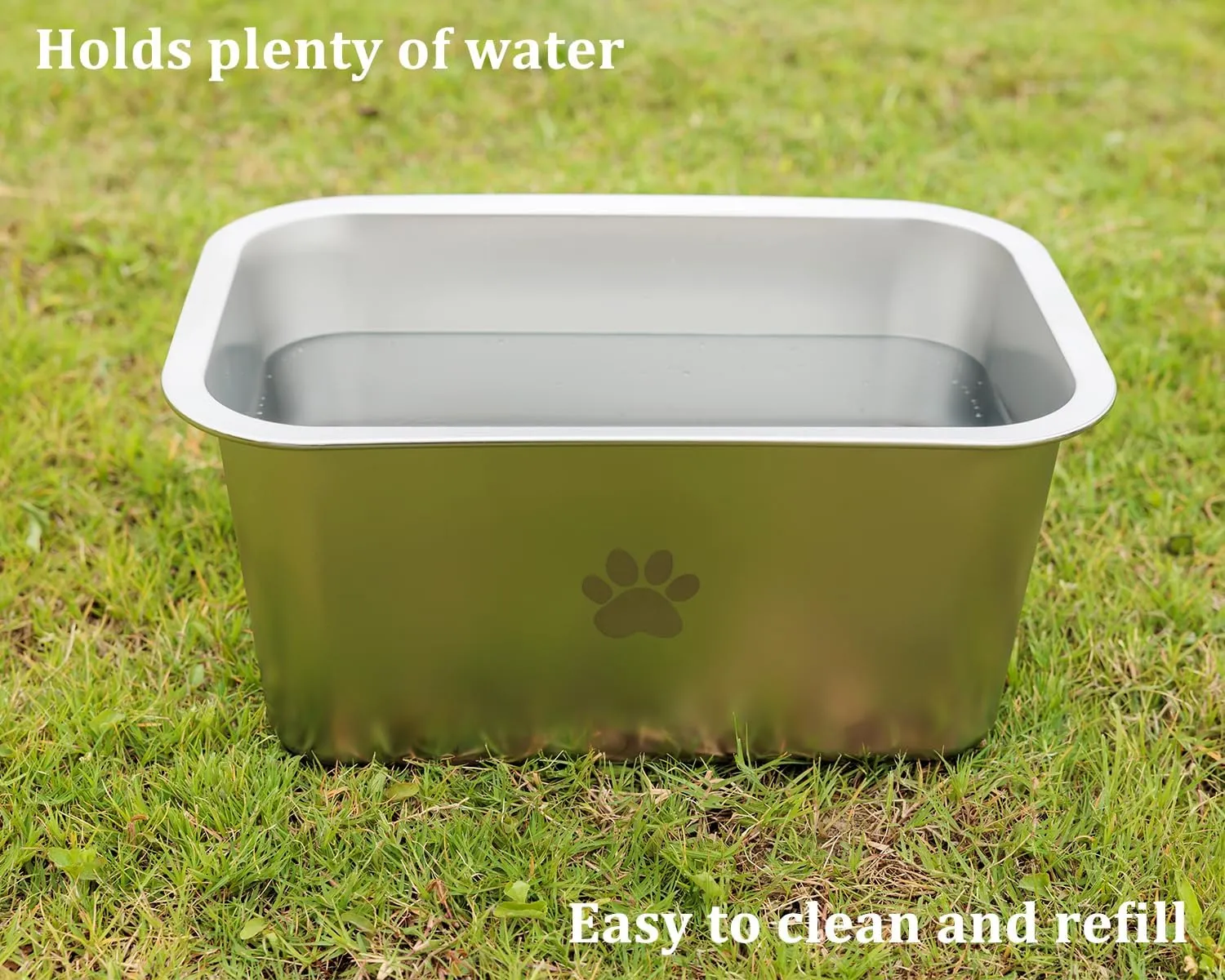 2.5 Gallons 40 Cup Non Slip Stainless Steel Large Dog Water Bowls, Outdoor Metal Dog Bowls Extra Large Breed, High Capacity Water Bowl for Big Giant Huge Dogs, Silver