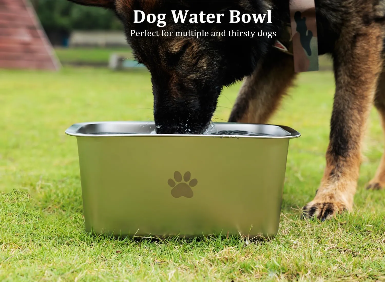 2.5 Gallons 40 Cup Non Slip Stainless Steel Large Dog Water Bowls, Outdoor Metal Dog Bowls Extra Large Breed, High Capacity Water Bowl for Big Giant Huge Dogs, Silver