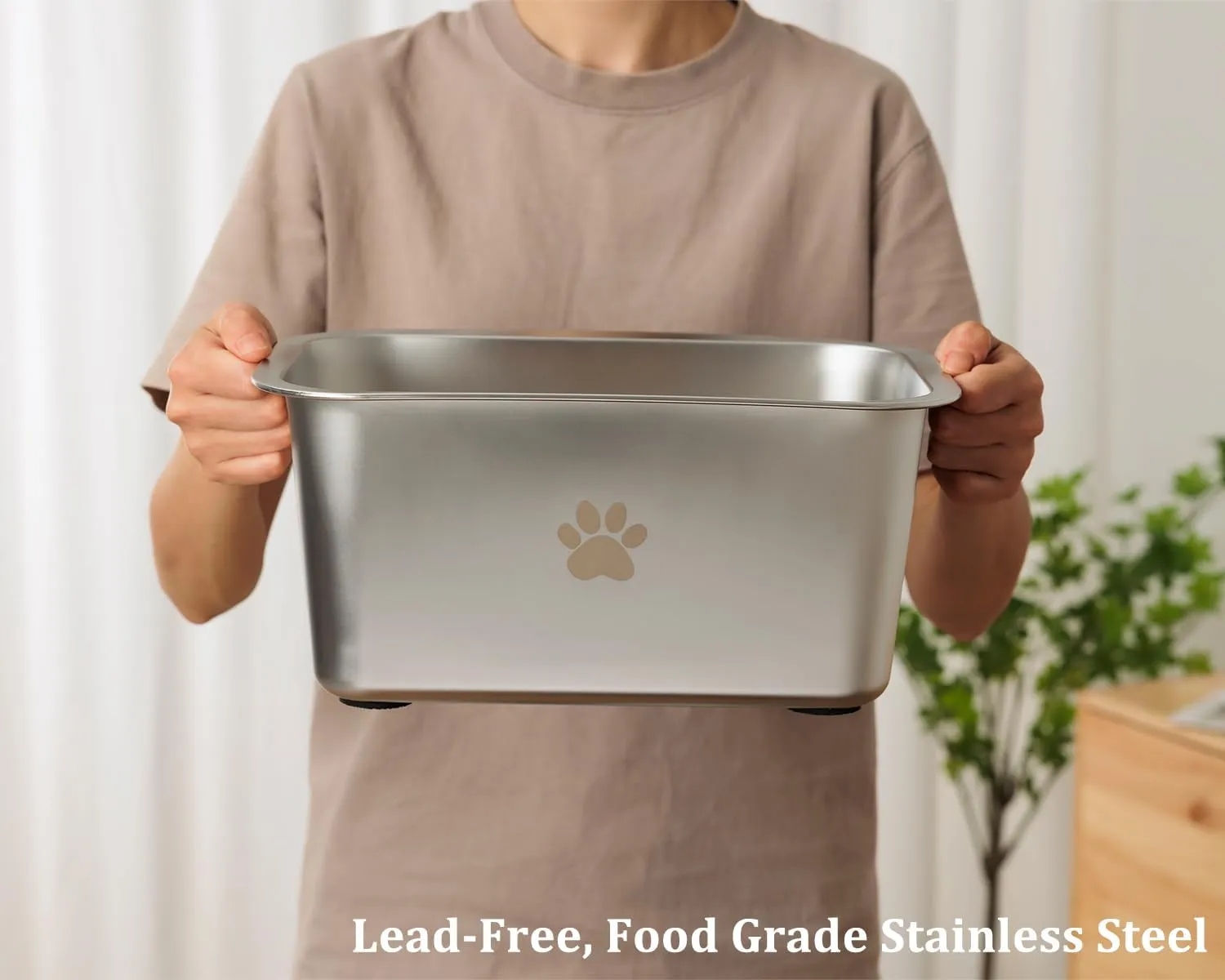 2.5 Gallons 40 Cup Non Slip Stainless Steel Large Dog Water Bowls, Outdoor Metal Dog Bowls Extra Large Breed, High Capacity Water Bowl for Big Giant Huge Dogs, Silver