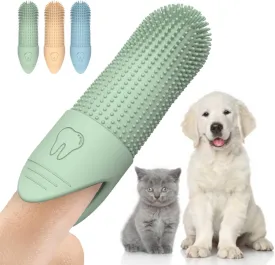 4 Pack Dog Toothbrush Set - 360 Cleaning Finger Toothbrush for Dogs & Cats - Food Grade Silicone - Fits Most Fingers - Dental Care for Pets