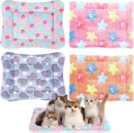 4 Pcs Guinea Pig Bedding Winter Guinea Pig Plush Small Animal Cage Liners Soft Dog Cat Bed Mat for Indoor Rabbit Hamster Squirrel Hedgehog Chinchilla Ferret(6 x 8 in)