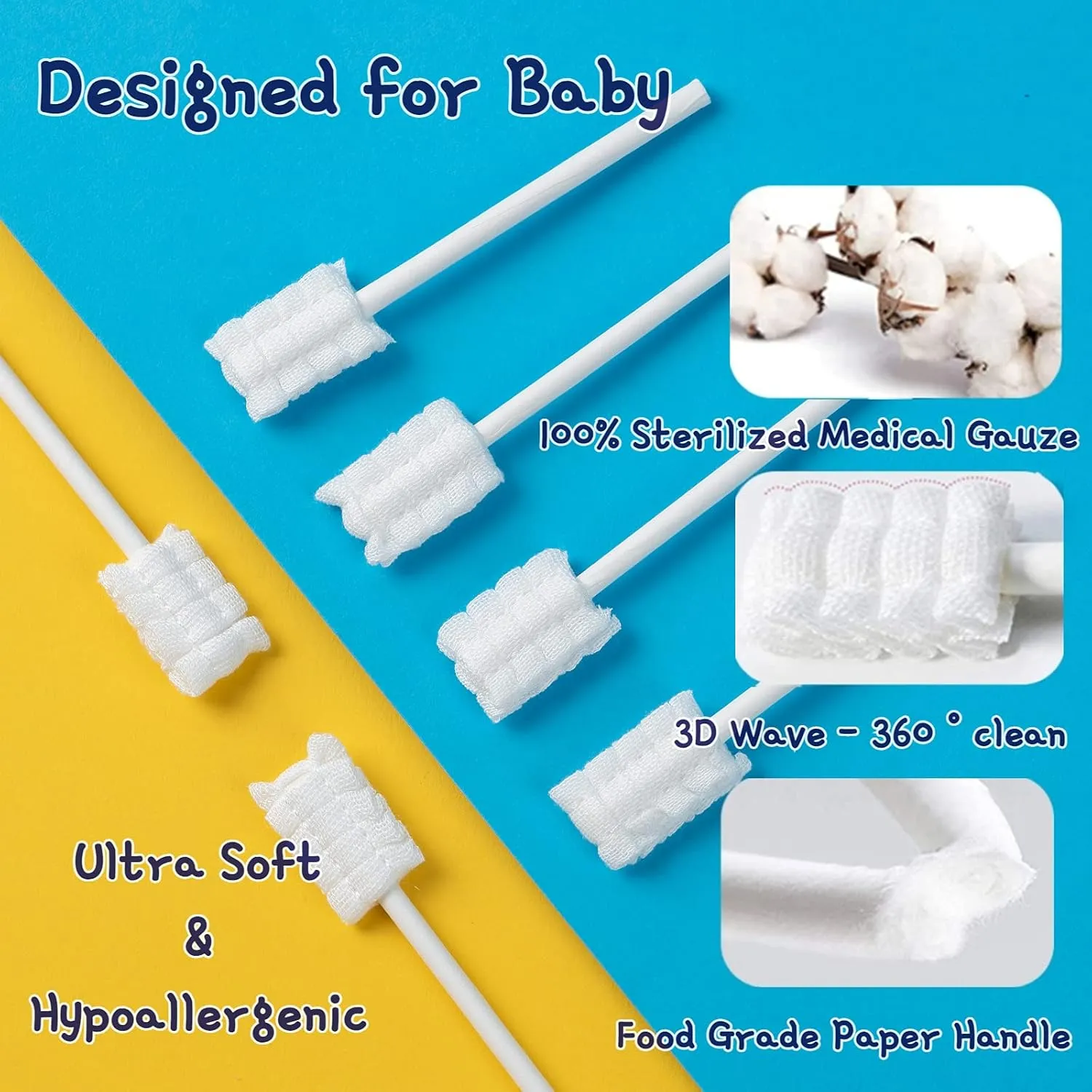[60 Pcs] Little Fox Baby Oral Cleaner  2 Pcs Finger Toothbrush with Cases, Baby Tongue Cleaner, Newborn Toothbrush, Disposable Tongue and Gum Cleaner, Infant Oral Care and Cleaning for 0-36 Month Baby