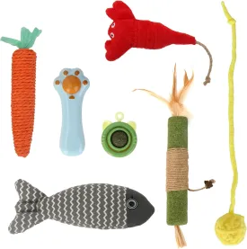 7 Pieces Catnip Toys for Indoor Cat Plush Cat Chew Toys Lovely Kitten Catnip Kitten Entertaining Interactive Kitten Dolls