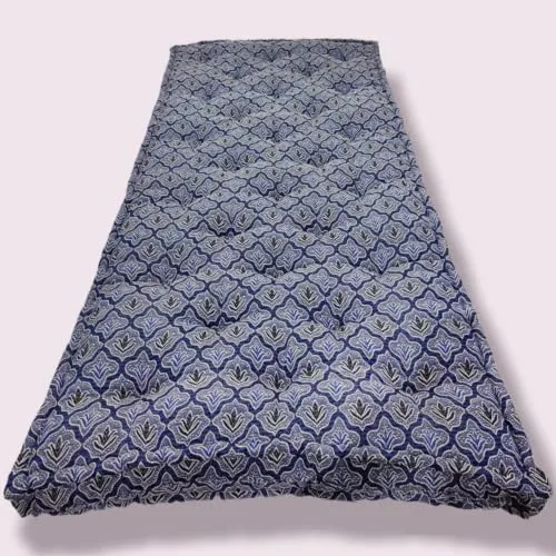 Adim's Soft Cotton Box Quilt Mattress | Mattress Offers a Combination of Comfort, Durability and Style,Making it an Excellent Choice for a restful Night's Sleep.(78X72 X5 Inches) Blue Jacquard Design