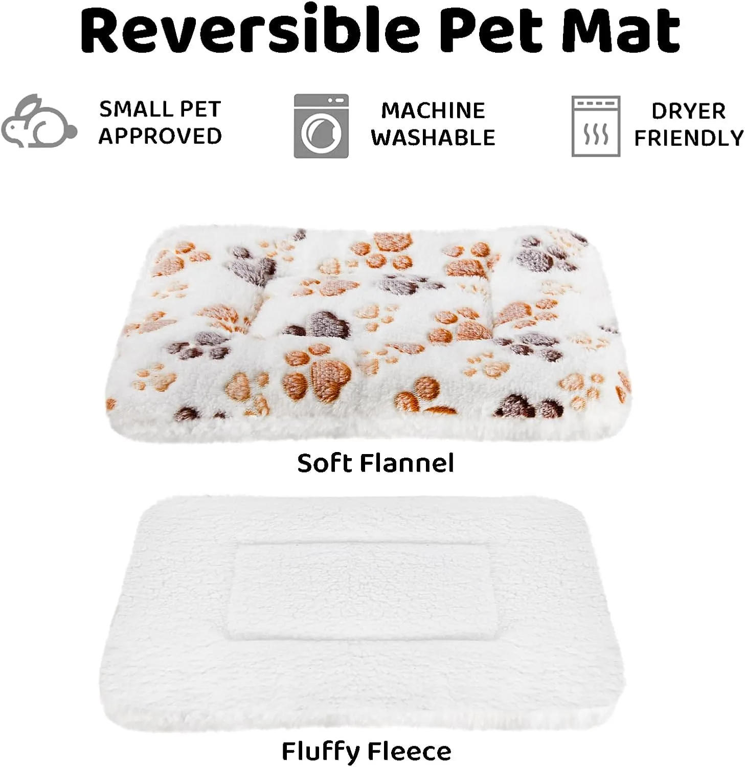 Amakunft 2 Pcs Guinea Pig Bed Mat Washable, Rabbit Winter Bed Pad for Indoor, Warm Small Animal Bed Mattres, Fleece Sleeping Pad for Bunny, Rat, Hedgehog, Sugar Glider, Chinchilla (Paw, Large)