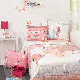 Around The World (Pink) Kids Bedding Set, Ages 3 to 15