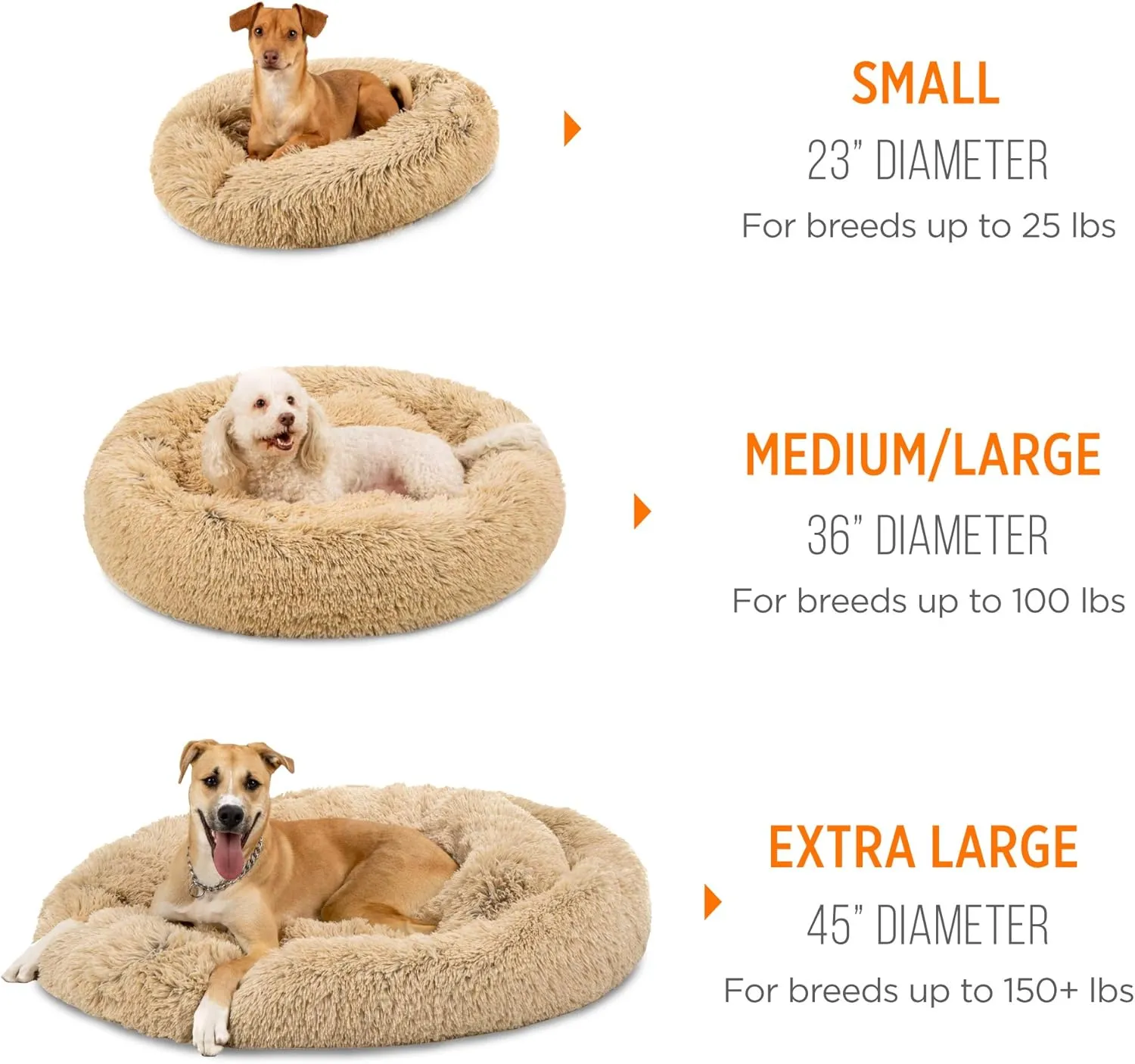 Best Choice Products 23in Dog Bed Self-Warming Plush Shag Fur Donut Calming Pet Bed Cuddler w/Water-Resistant Lining, Raised Rim - Brown