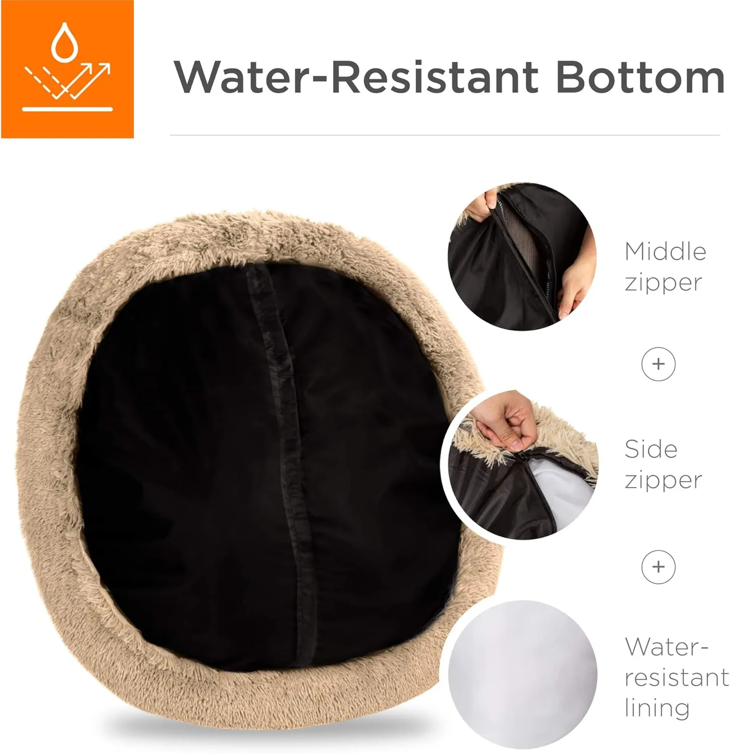 Best Choice Products 23in Dog Bed Self-Warming Plush Shag Fur Donut Calming Pet Bed Cuddler w/Water-Resistant Lining, Raised Rim - Brown