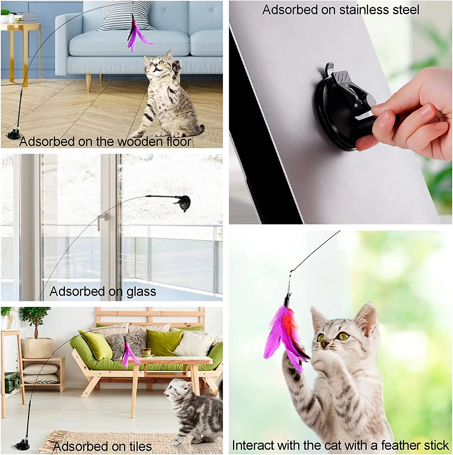 Cat Toys | Powerful Suction Cup Handheld Teaser Wand