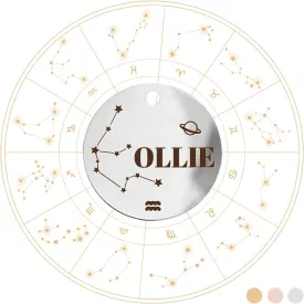 Constellation Dogs ID Tags Personalized Double Sided Deep Engraved Cat & Dog Collar Charm Round Shape Silver Plated Small
