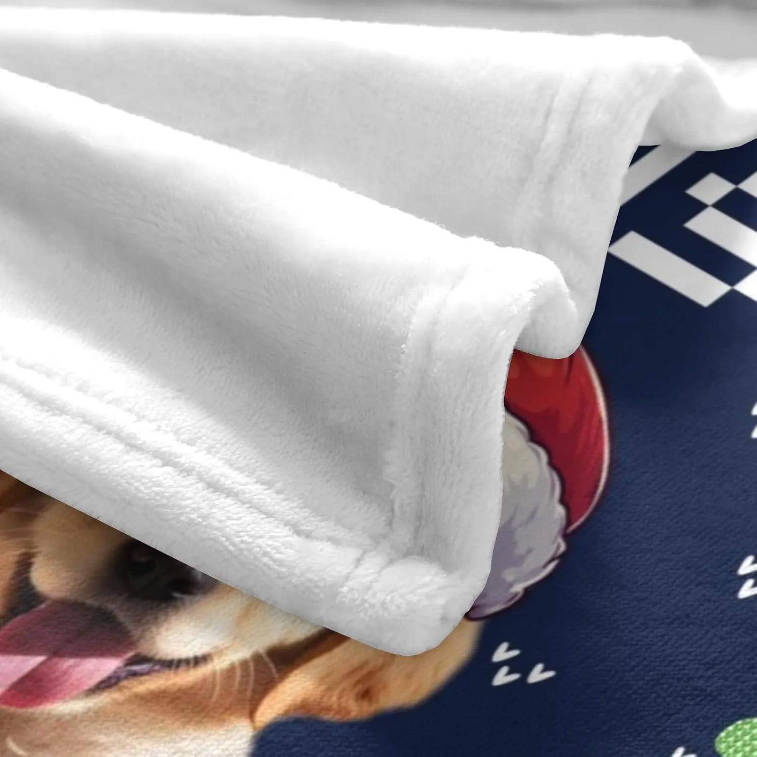 Custom Dog Blanket with Name Photo & Christmas Design, Personalized Fleece Throw, Xsmas Memorial Gift for Dog Lovers, 50" x 60