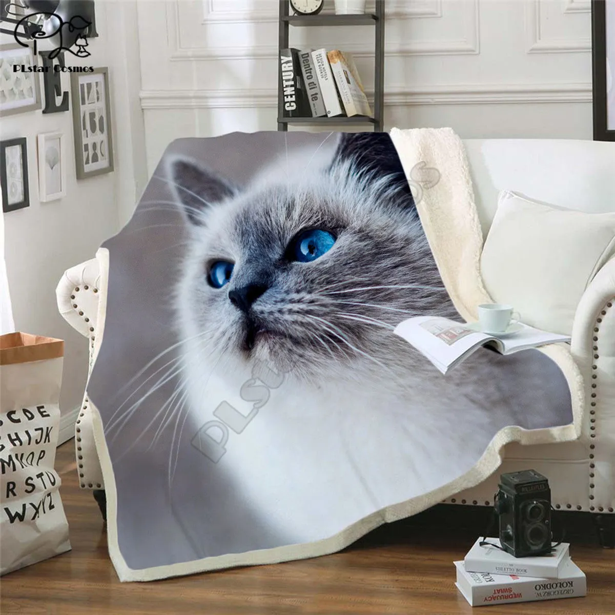 Cute cat pattern Fleece Blanket 3D full