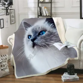 Cute cat pattern Fleece Blanket 3D full