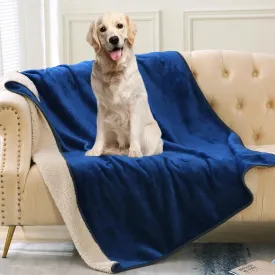 DaysU Waterproof Dog Blanket for Small Dogs - Soft Sherpa Fleece Reversible Pet Blanket, Cat Blanket Washable for Couch Protection, Warm Plush Dog Throw, 40"x50" Navy Blue