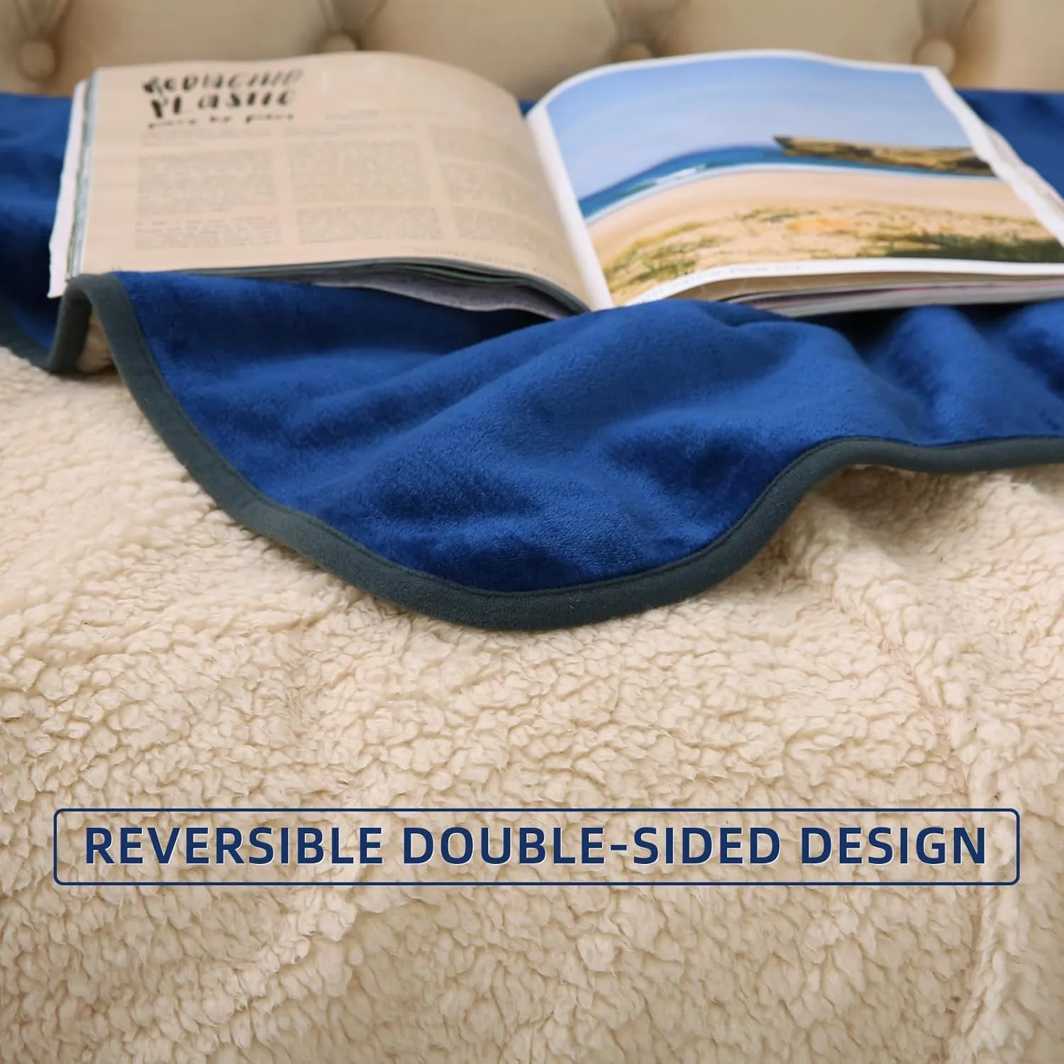 DaysU Waterproof Dog Blanket for Small Dogs - Soft Sherpa Fleece Reversible Pet Blanket, Cat Blanket Washable for Couch Protection, Warm Plush Dog Throw, 40"x50" Navy Blue