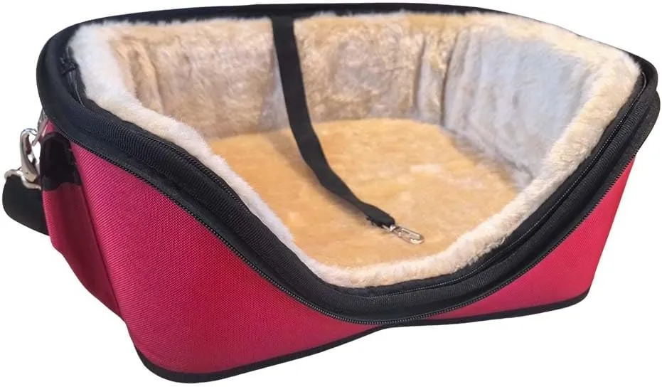 Deluxe Cozy Dog Cat Carrier, Mini, Red, Airplane Approved Size
