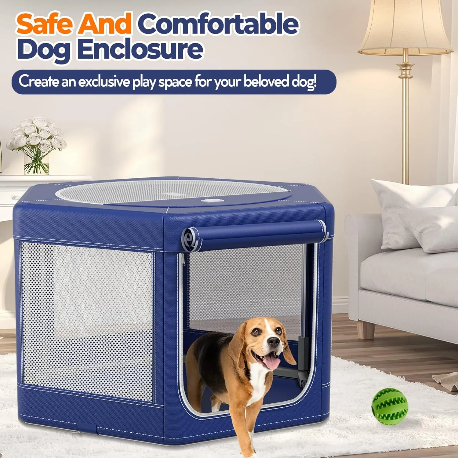 Dog Playpen 45  45 Inch, Puppy PlayPen with Gate for Puppies, Small and Medium Dogs, Pet PlayPen for Outdoors & Indoors Breathable Exercise