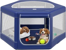 Dog Playpen 45  45 Inch, Puppy PlayPen with Gate for Puppies, Small and Medium Dogs, Pet PlayPen for Outdoors & Indoors Breathable Exercise