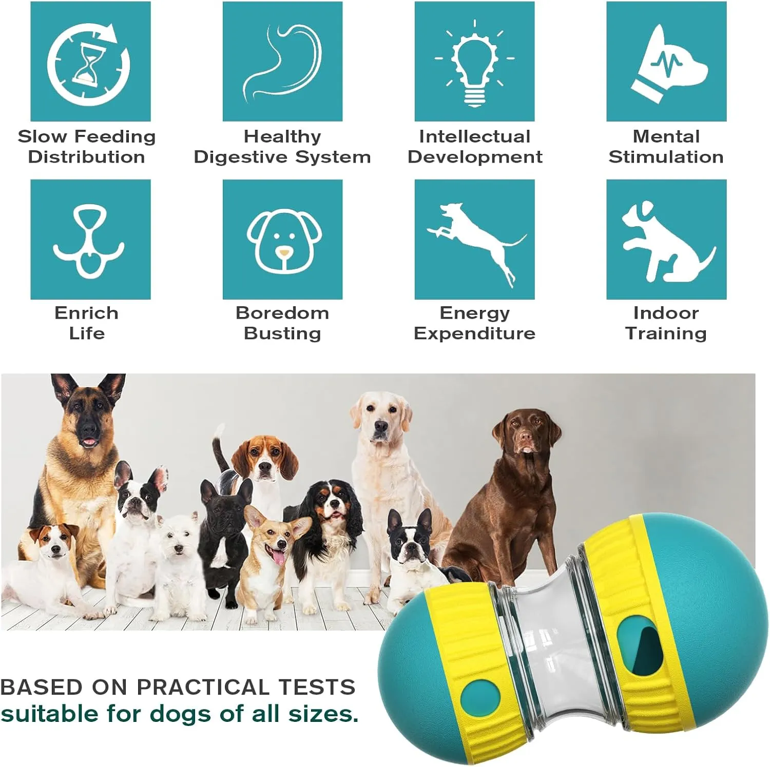 Dog Puzzle Toys,Adjustable Slow Feeder Dog Bowls,Rolling Treat Dispensing Dog Toys for Brain Stimulation,Boredom Relief Toys(Blue)