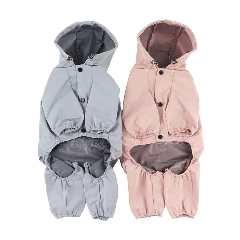 Dog Raincoat Four-Legs Waterproof Reflective Dog Hoodie Coat  Jumpsuit Raincoats