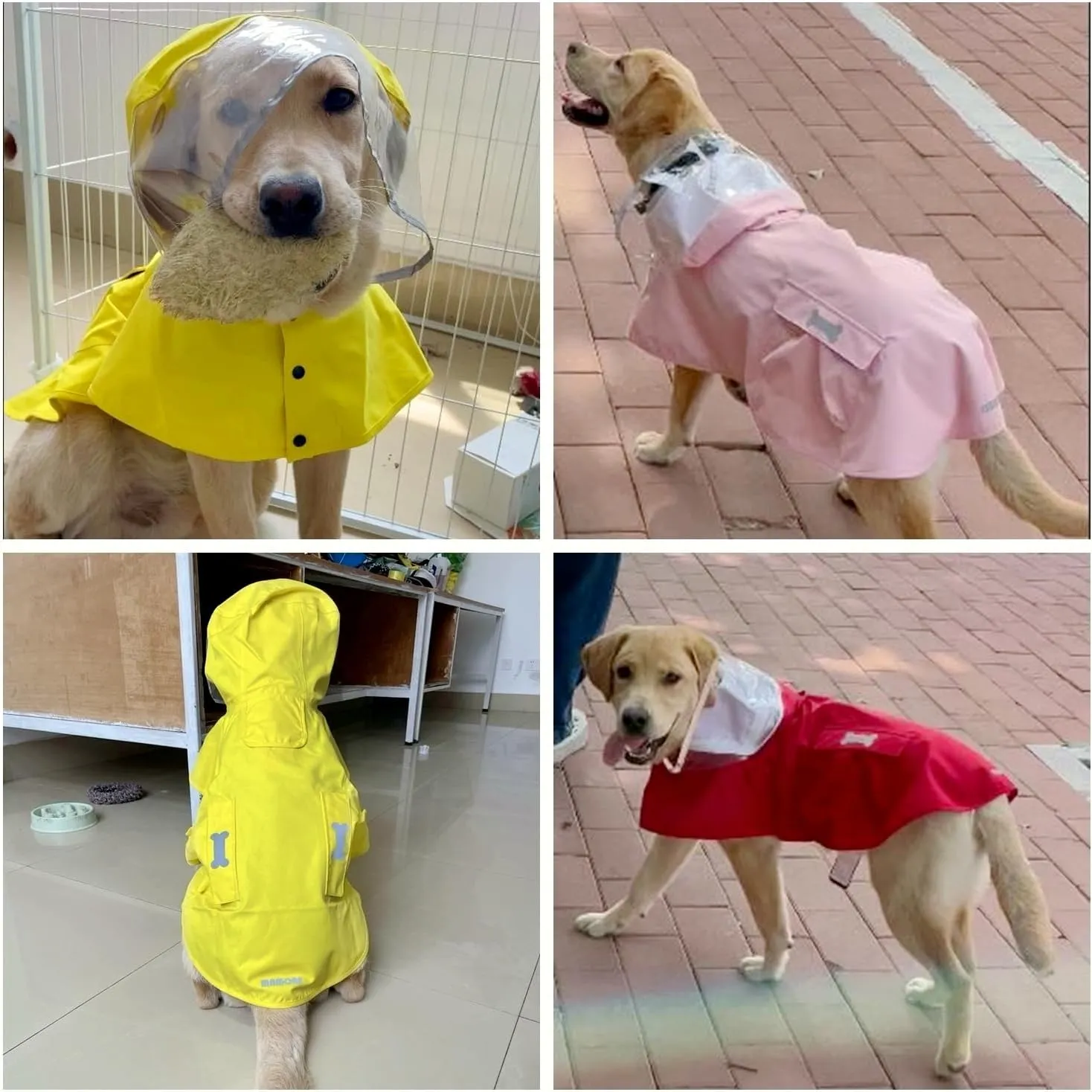 Dog Raincoat Waterproof Rain Poncho with Hoodie, High Reflective Adjustable Pet Rain Jacket with Leash Hole for Small Medium and Large Dogs (Fluorescent Green, Medium)