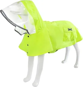 Dog Raincoat Waterproof Rain Poncho with Hoodie, High Reflective Adjustable Pet Rain Jacket with Leash Hole for Small Medium and Large Dogs (Fluorescent Green, Medium)