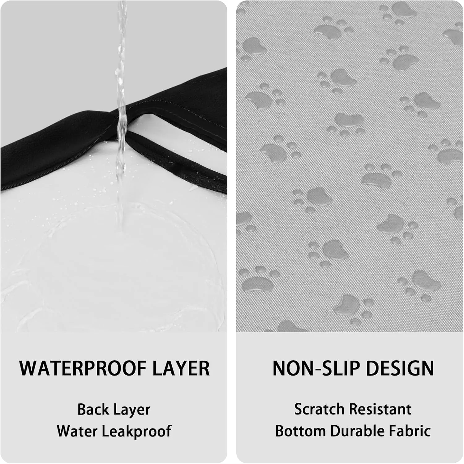 Easy-Going Dog Bed for Medium Dogs, 100% Waterproof Deluxe Plush Dog Bed with Non-Slip Bottom, Egg Crate Foam and Machine Washable Pet Bed Cover (30x20x3 in, Black)
