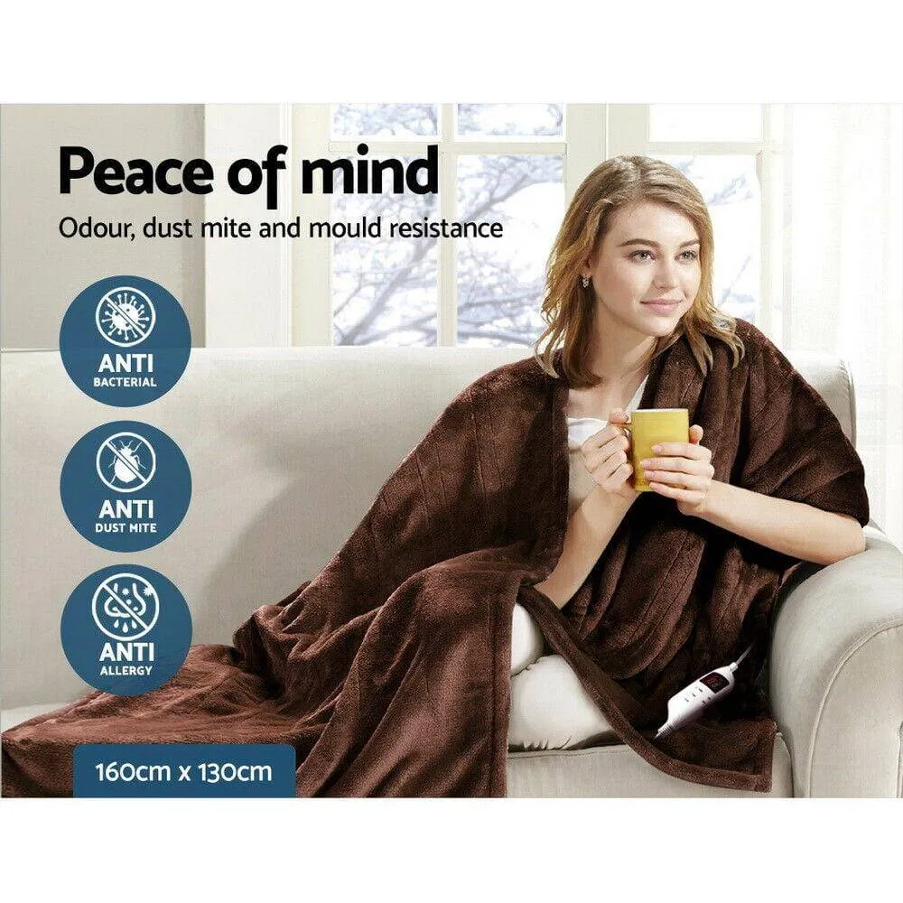 Electric Throw Blanket-Giselle Bedding- Brown-Size 160cm x 130cm