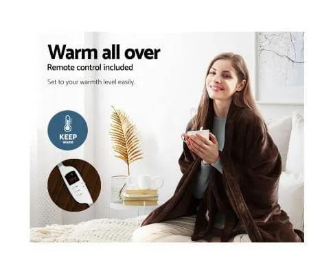 Electric Throw Blanket-Giselle Bedding- Brown-Size 160cm x 130cm