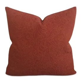 Embroidered Floral Burgundy Decorative Pillow Cover 18x18