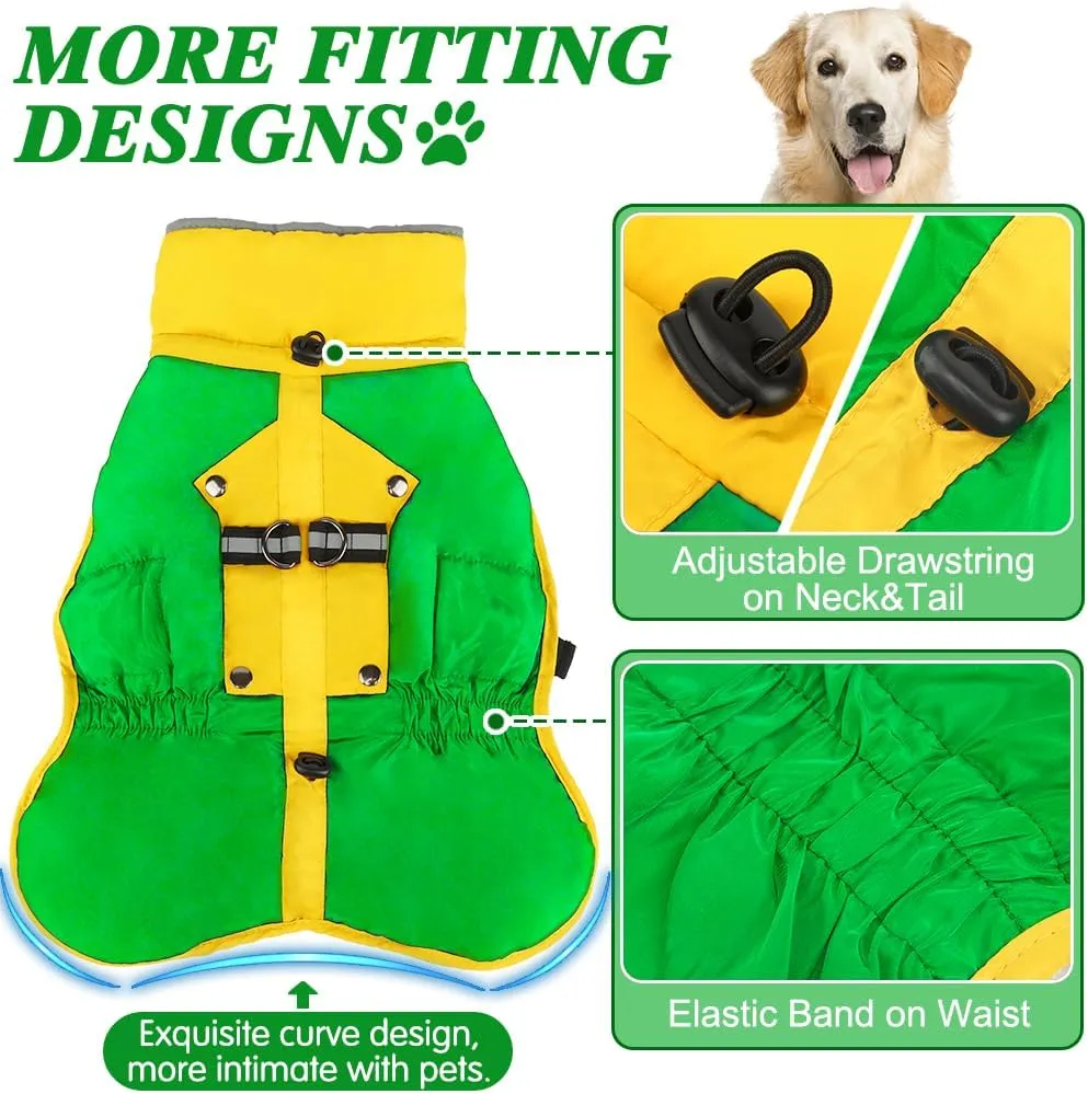 EMUST Winter Coat, Soft Thick Fleece Lining Warm Jacket for Small Dogs, Windproof Reflective Turtleneck Cold Weather Apparel, Green S