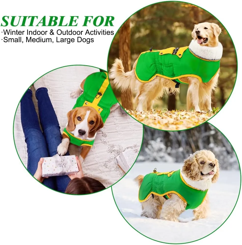 EMUST Winter Coat, Soft Thick Fleece Lining Warm Jacket for Small Dogs, Windproof Reflective Turtleneck Cold Weather Apparel, Green S