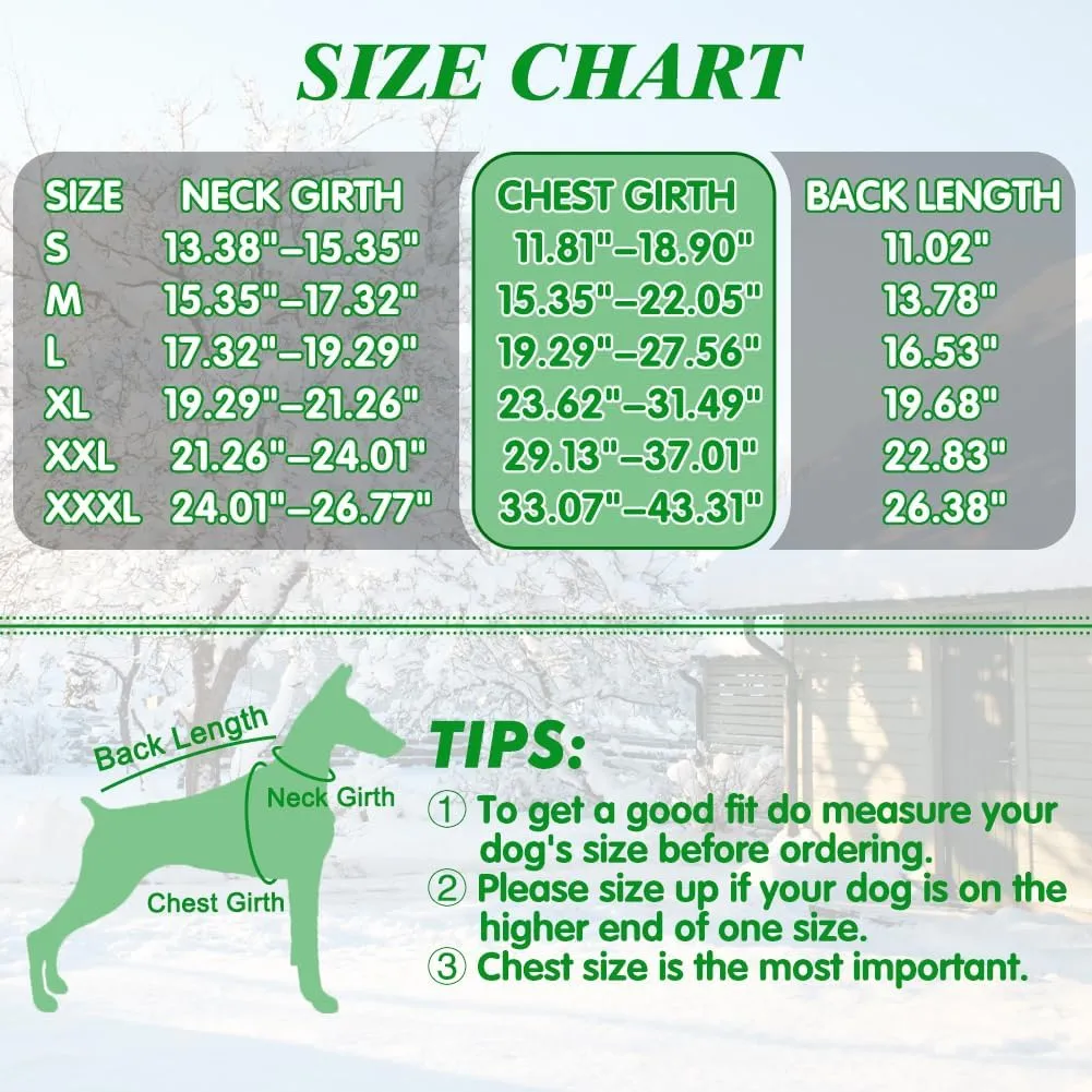 EMUST Winter Coat, Soft Thick Fleece Lining Warm Jacket for Small Dogs, Windproof Reflective Turtleneck Cold Weather Apparel, Green S