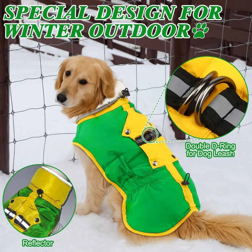 EMUST Winter Coat, Soft Thick Fleece Lining Warm Jacket for Small Dogs, Windproof Reflective Turtleneck Cold Weather Apparel, Green S