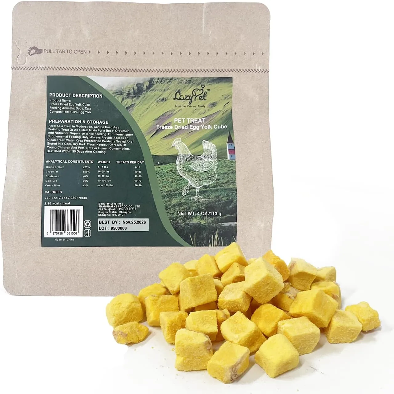 Freeze-Dried Egg Yolk Training Raw Single Ingredient Cat Treats, Solve Pet's Picky Eating Problem(Egg Yolk)