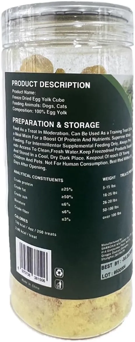 Freeze-Dried Egg Yolk Training Raw Single Ingredient Cat Treats, Solve Pet's Picky Eating Problem(Egg Yolk)