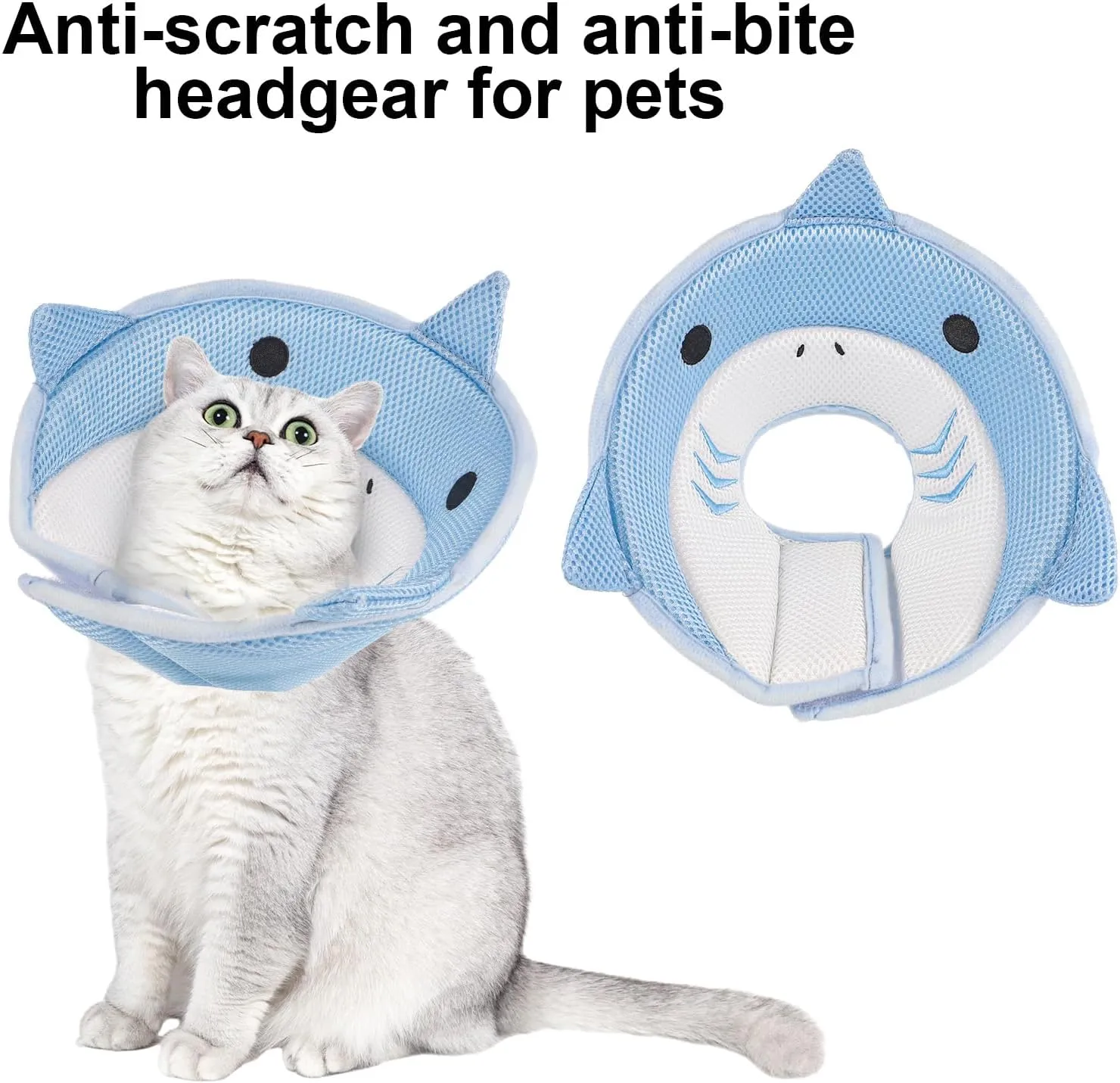 Friusate Cat Recovery Collar - Soft, Adjustable, Breathable, Lightweight Cat Cone to Stop Licking - After Surgery