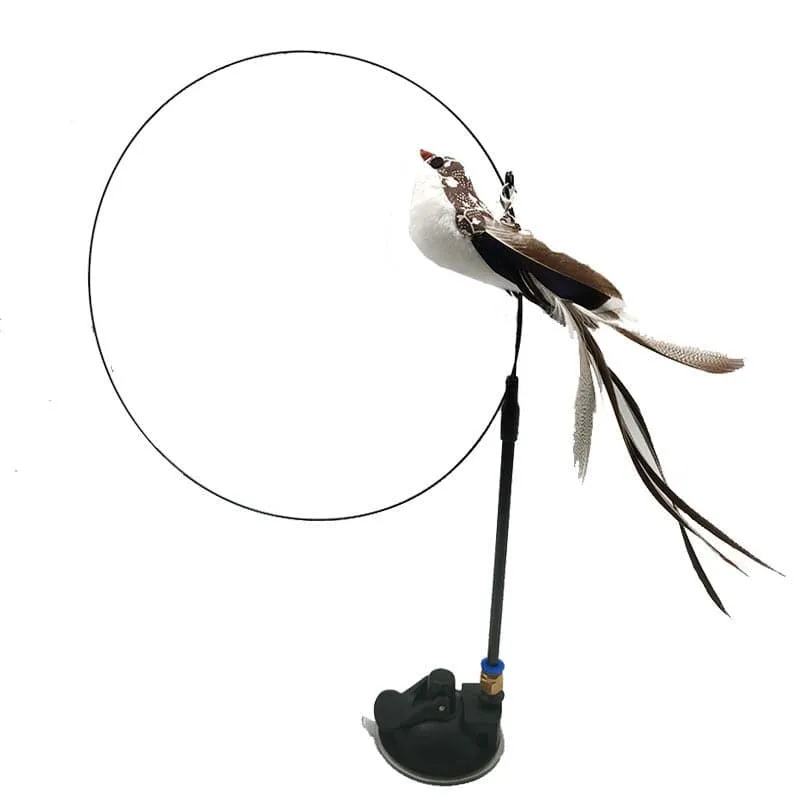 Funny Simulation Bird Interactive Cat Toy with Super Suction Cup Feather Bird for Kitten Play Chase Exercise Cat Toy Supplies