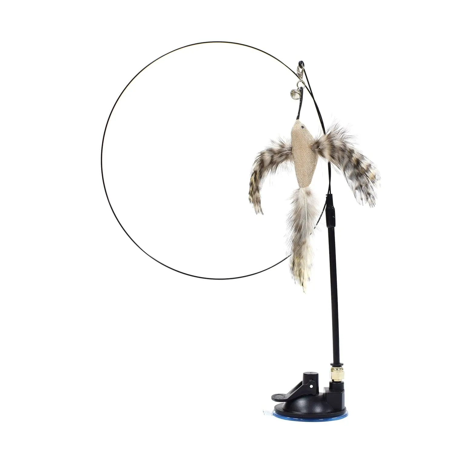 Funny Simulation Bird Interactive Cat Toy with Super Suction Cup Feather Bird for Kitten Play Chase Exercise Cat Toy Supplies