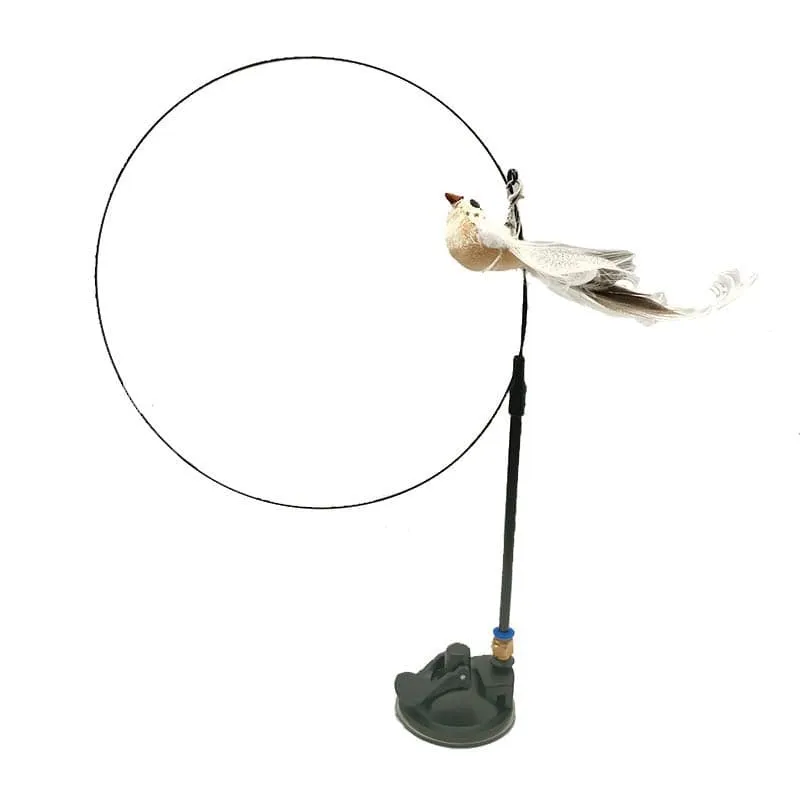 Funny Simulation Bird Interactive Cat Toy with Super Suction Cup Feather Bird for Kitten Play Chase Exercise Cat Toy Supplies