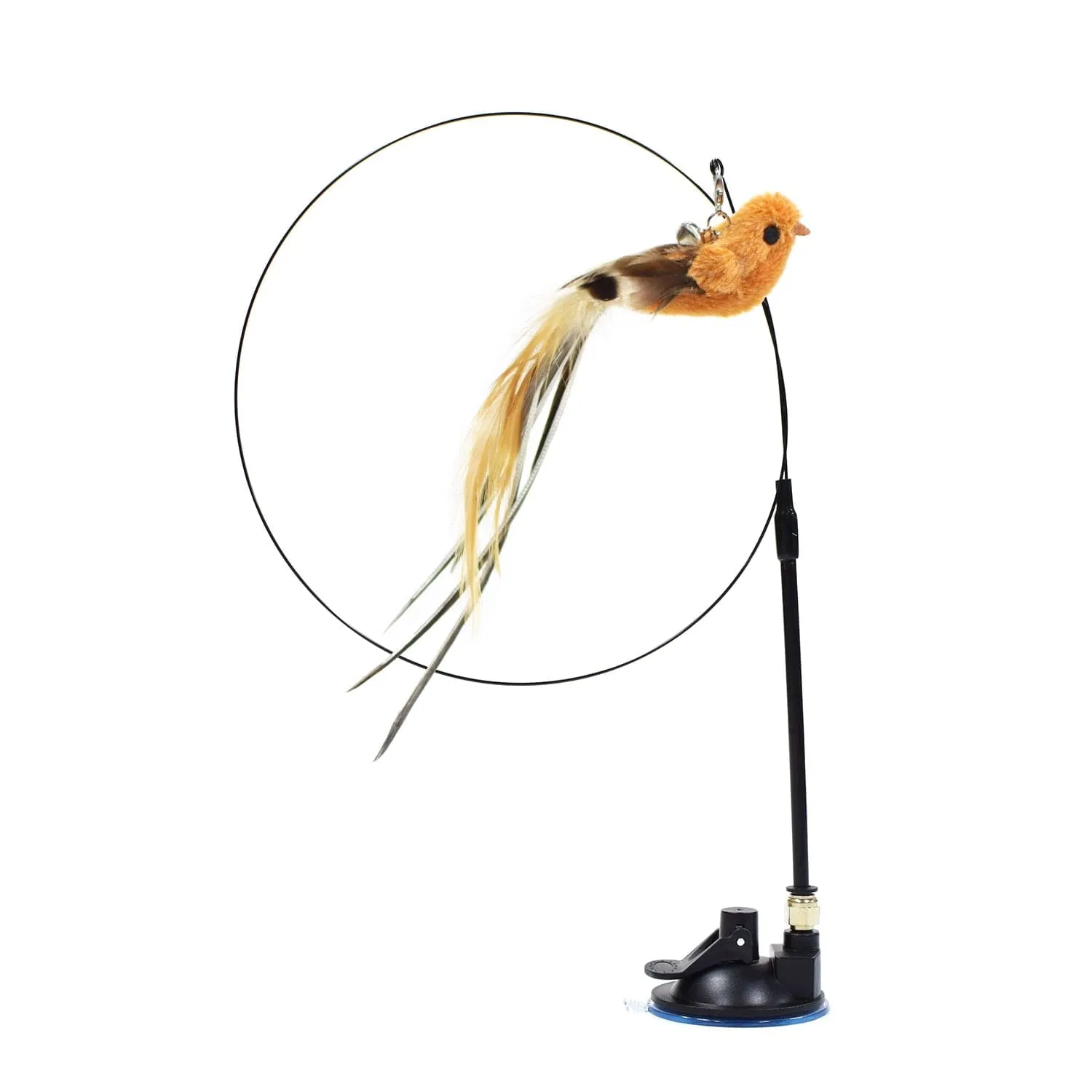Funny Simulation Bird Interactive Cat Toy with Super Suction Cup Feather Bird for Kitten Play Chase Exercise Cat Toy Supplies
