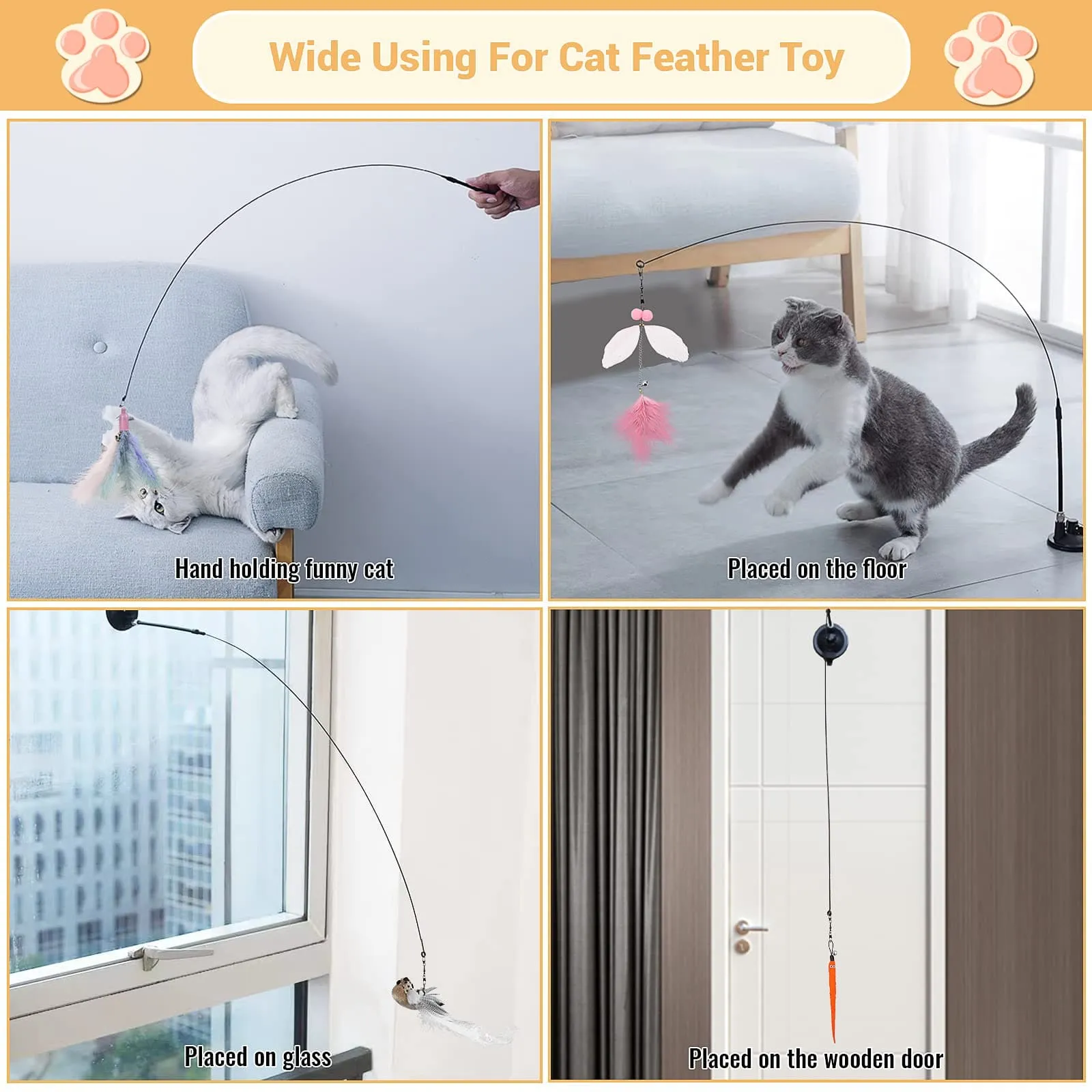 Funny Simulation Bird Interactive Cat Toy with Super Suction Cup Feather Bird for Kitten Play Chase Exercise Cat Toy Supplies