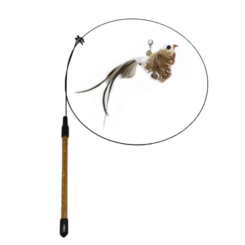 Funny Simulation Bird Interactive Cat Toy with Super Suction Cup Feather Bird for Kitten Play Chase Exercise Cat Toy Supplies