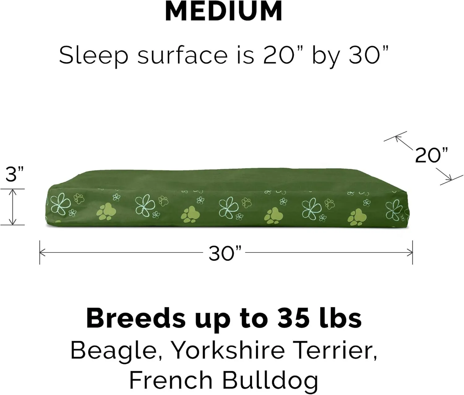 Furhaven Water-Resistant Orthopedic Dog Bed for Medium/Small Dogs w/ Removable Washable Cover, For Dogs Up to 35 lbs - Indoor/Outdoor Garden Print Mattress - Jungle Green, Medium