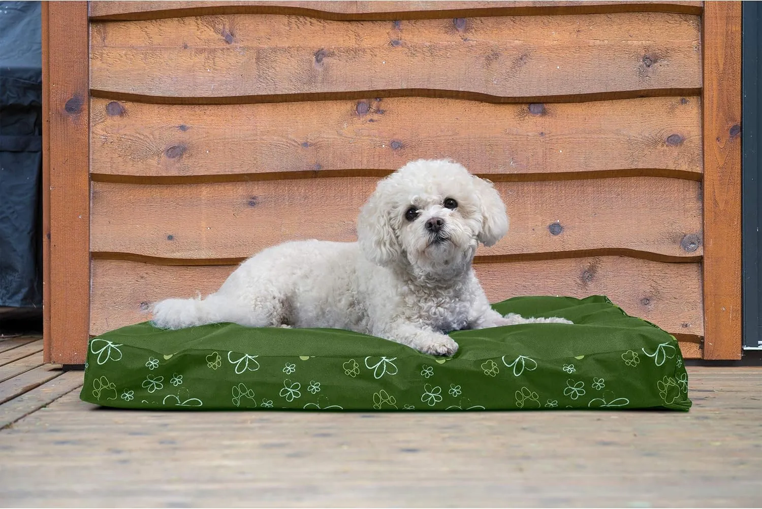 Furhaven Water-Resistant Orthopedic Dog Bed for Medium/Small Dogs w/ Removable Washable Cover, For Dogs Up to 35 lbs - Indoor/Outdoor Garden Print Mattress - Jungle Green, Medium