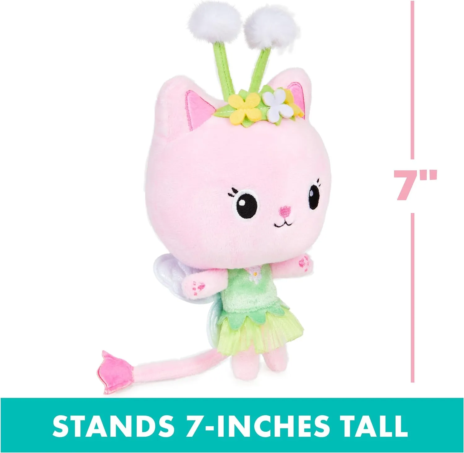Gabbys Dollhouse, 7-inch Kitty Fairy Purr-ific Plush Toy, Kids Toys for Ages 3 and up