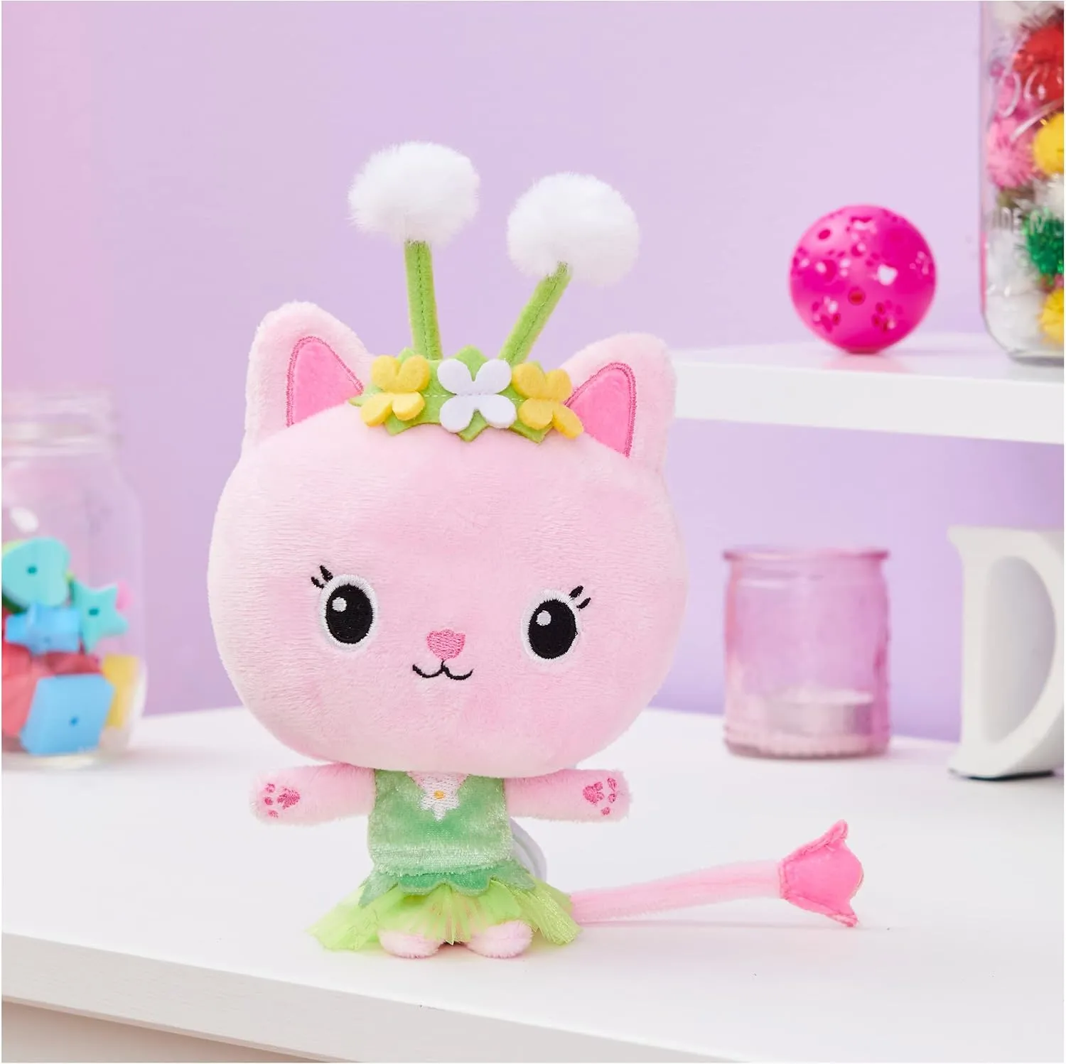 Gabbys Dollhouse, 7-inch Kitty Fairy Purr-ific Plush Toy, Kids Toys for Ages 3 and up