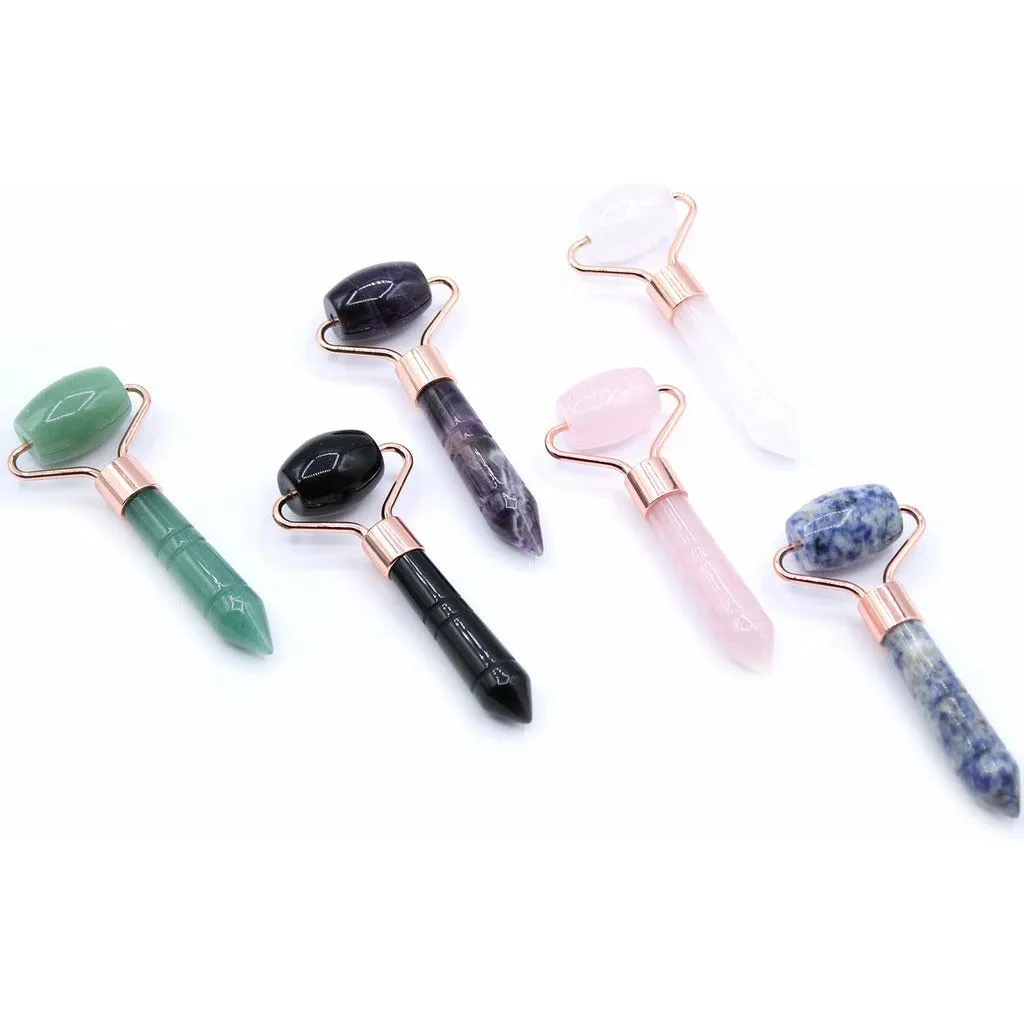 Gemstone Skincare Face Roller - 5 Designs with Pouch -Gem Roller For Face