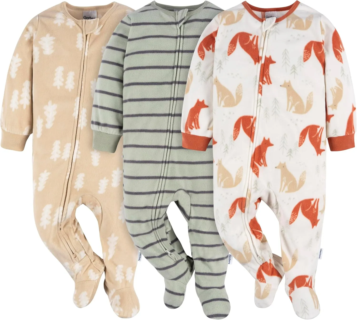 Gerber baby-boys Flame Resistant Fleece Footed Pajamas 3-pack